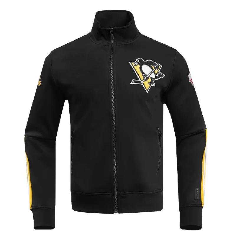 men's athletic jackets -NHL PITTSBURGH PENGUINS CLASSIC CHENILLE MEN'S TRACK JACKET (BLACK/YELLOW)