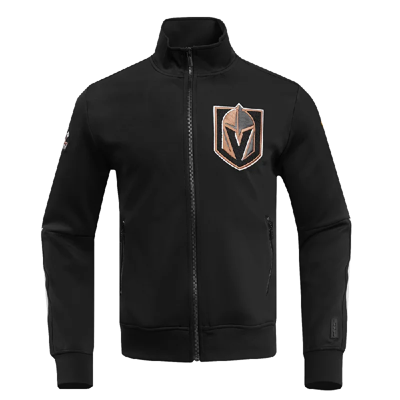 men's cotton jackets -NHL VEGAS GOLDEN KNIGHTS CLASSIC CHENILLE MEN'S TRACK JACKET (BLACK)