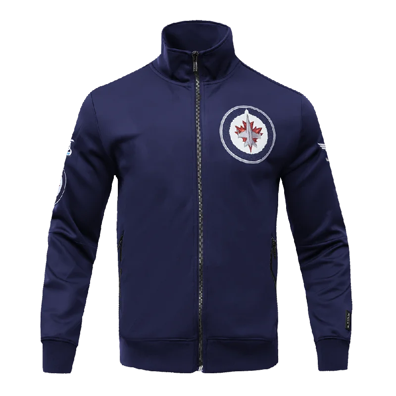 men's fashionable jackets -NHL WINNIPEG JETS CLASSIC CHENILLE MEN'S TRACK JACKET (MIDNIGHT NAVY)