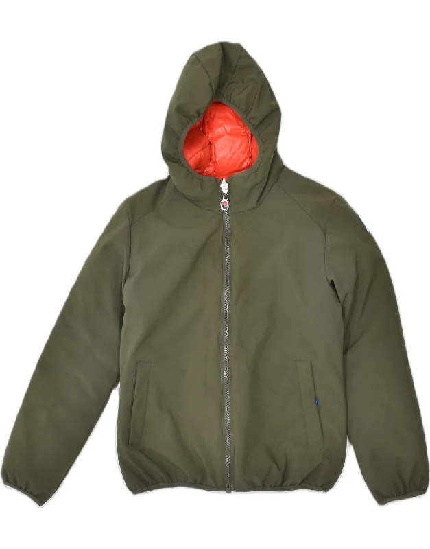 men's casual jackets -INVICTA Boys Hooded Padded Reversible Jacket 11-12 Years Red Polyamide