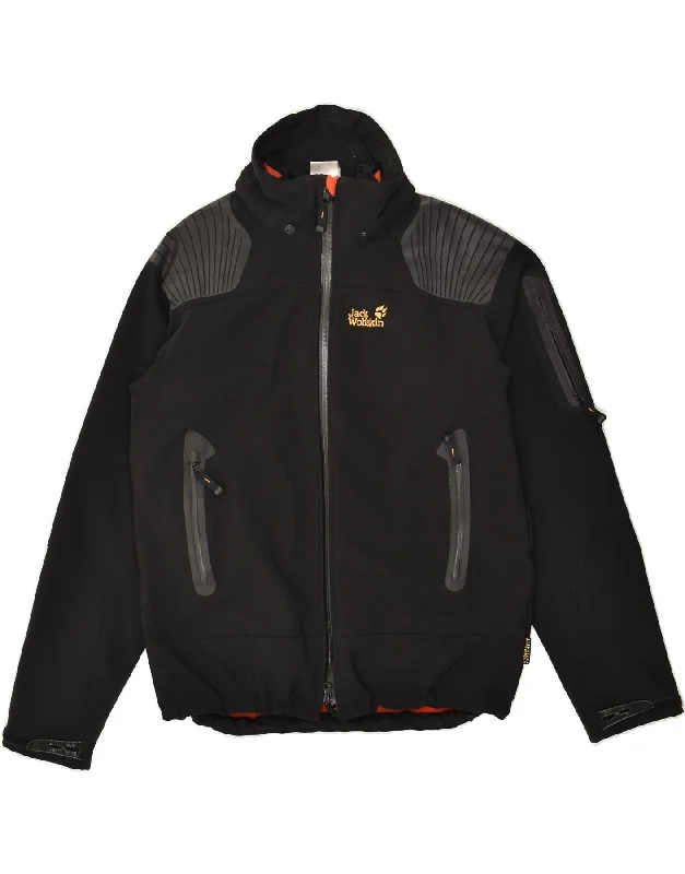 men's utility jackets -JACK WOLFSKIN Mens Windbreaker Jacket UK 36/38 Small Black Polyester