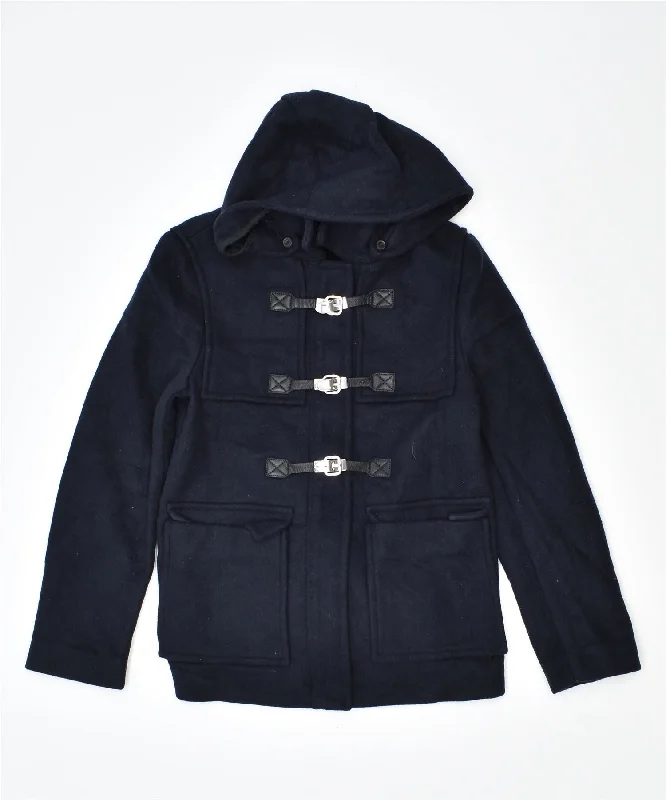 men's lightweight jackets -JIGSAW Girls Hooded Duffle Jacket 11-12 Years Navy Blue Vintage