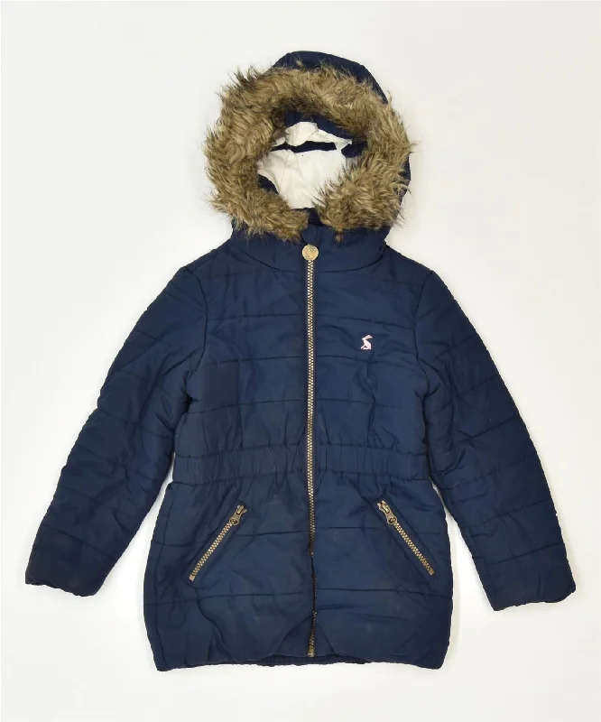 men's smart jackets -JOULES Girls Hooded Windbreaker Jacket 4-5 Years Navy Blue Classic