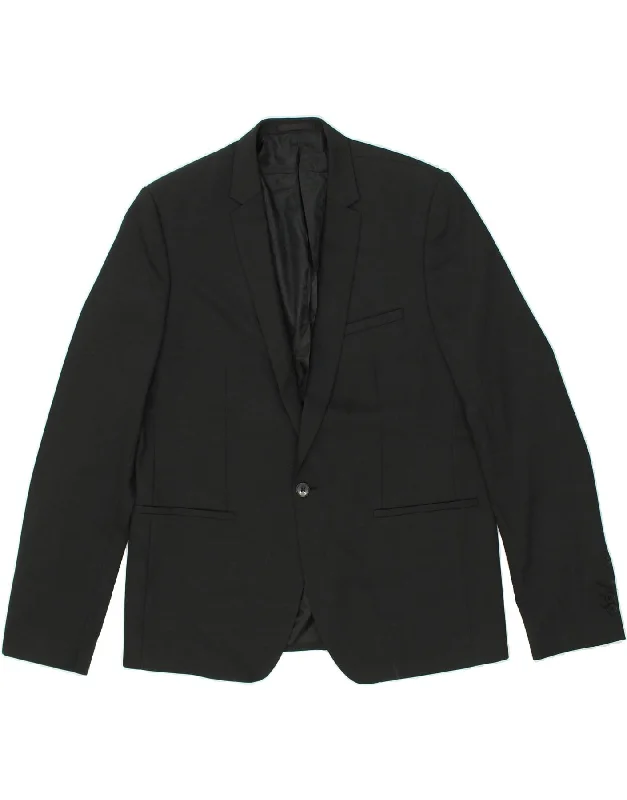 men's full zip jackets -JULES Mens 1 Button Blazer Jacket IT 56 3XL Black Polyester