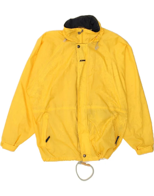 men's performance jackets for running -K-WAY Mens Hooded Windbreaker Jacket UK 40 Large Yellow Polyester