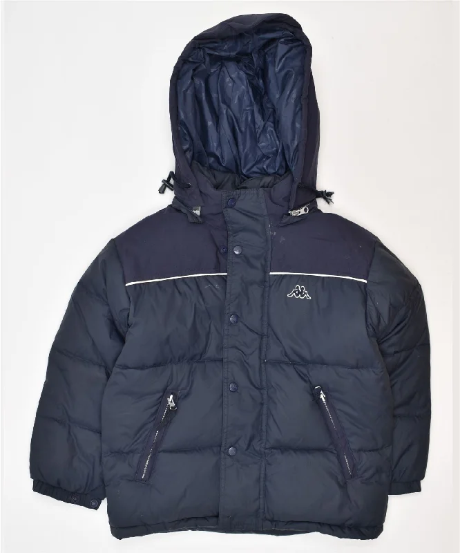 men's winter-ready jackets -KAPPA Boys Hooded Padded Jacket 7-8 Years Navy Blue Nylon