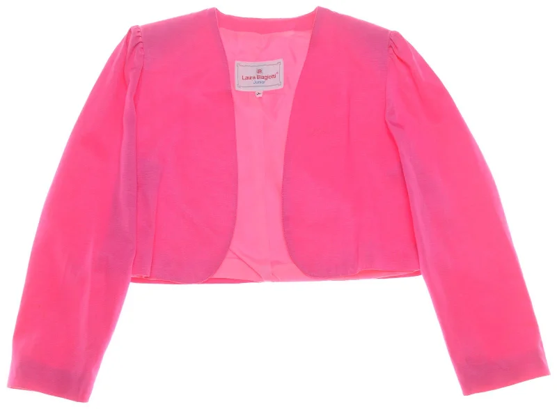 men's high-end jackets -LAURA BIAGIOTTI Girls Blazer Jacket 13-14 Years Pink Cotton