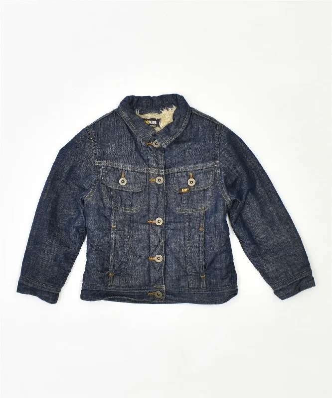 men's warm jackets -LEE Girls Sherpa Denim Jacket 3-4 Years Navy Blue Cotton