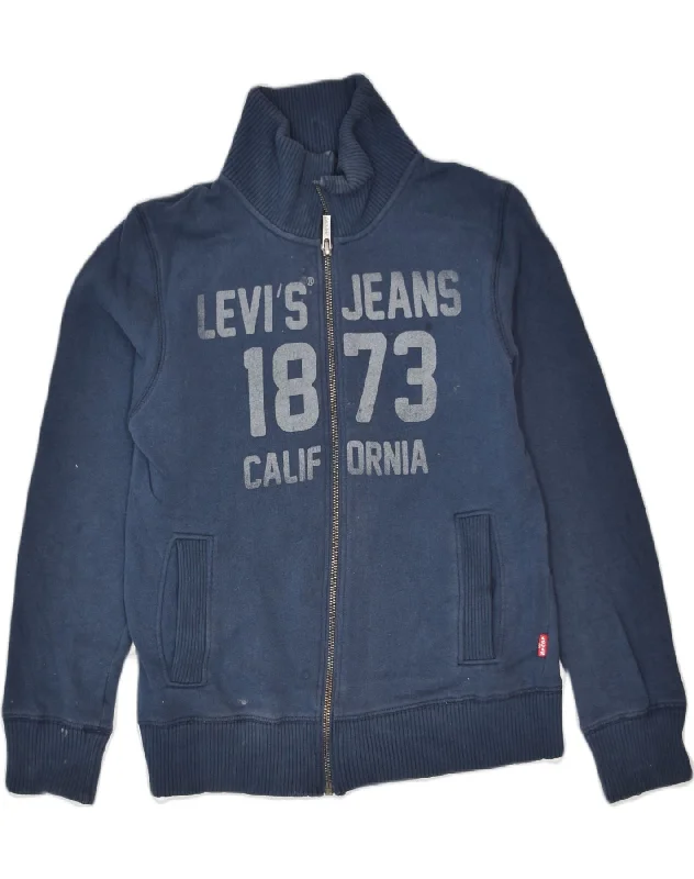 men's athletic jackets -LEVI'S Boys Graphic Tracksuit Top Jacket 11-12 Years Navy Blue Cotton