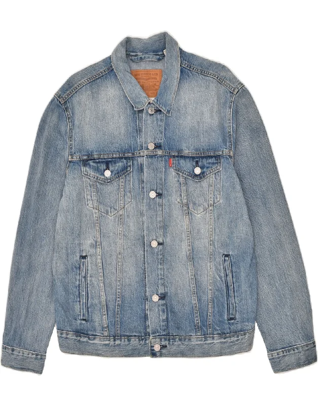 men's zip-up bomber jackets -LEVI'S Mens Denim Jacket UK 40 Large Blue Cotton