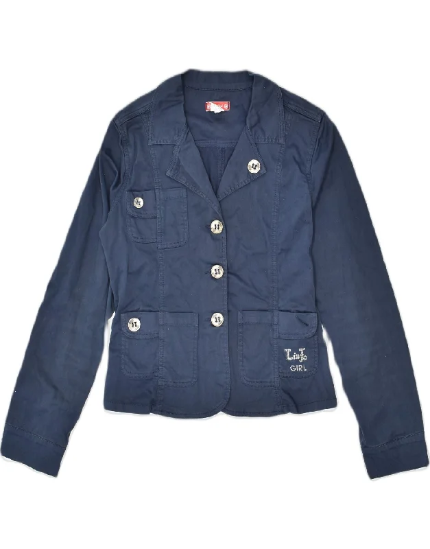 men's puffer jackets -LIU JO Girls 3 Button Blazer Jacket 13-14 Years Blue Cotton