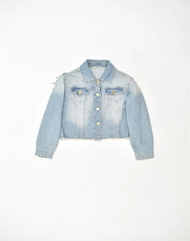 men's jacket with fur collar -LIU JO Girls Denim Jacket 13-14 Years Blue Polyester