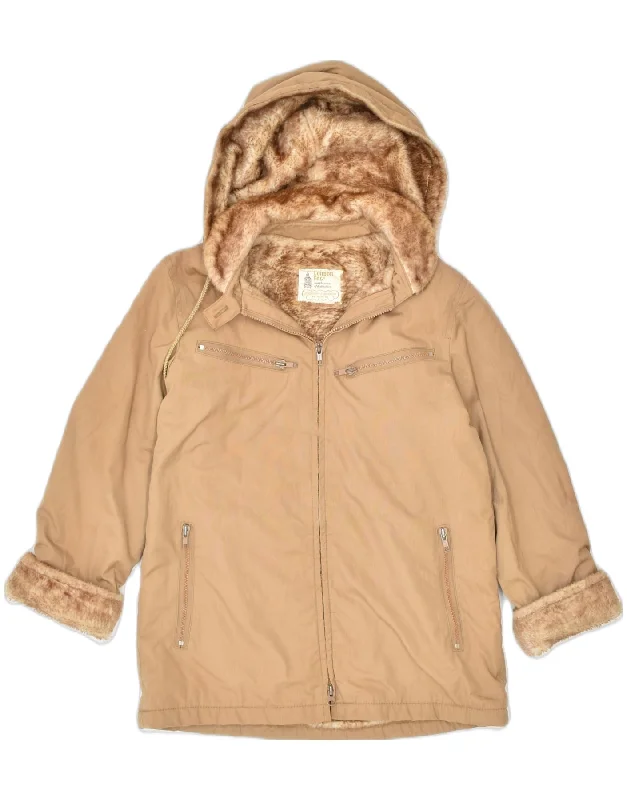 men's coat jackets -LONDON FOG Girls Hooded Parka Jacket 9-10 Years Brown Cotton Classic