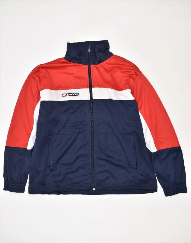 men's designer jackets -LOTTO Boys Tracksuit Top Jacket 13-14 Years Large Navy Blue Colourblock