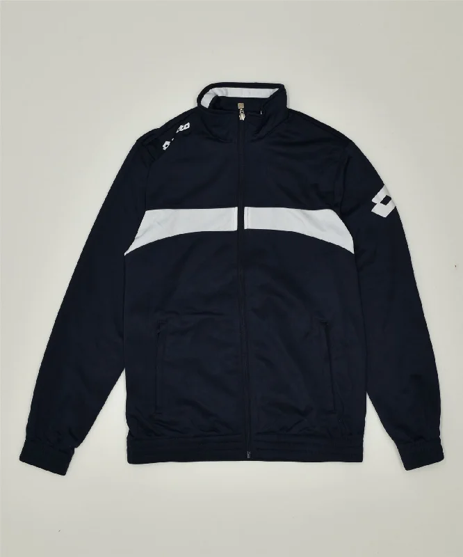 men's high-performance jackets -LOTTO Boys Tracksuit Top Jacket 13-14 Years Large Navy Blue Polyester