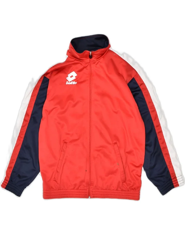 men's stylish jackets -LOTTO Boys Tracksuit Top Jacket 15-16 Years 2XL Red Colourblock Polyester