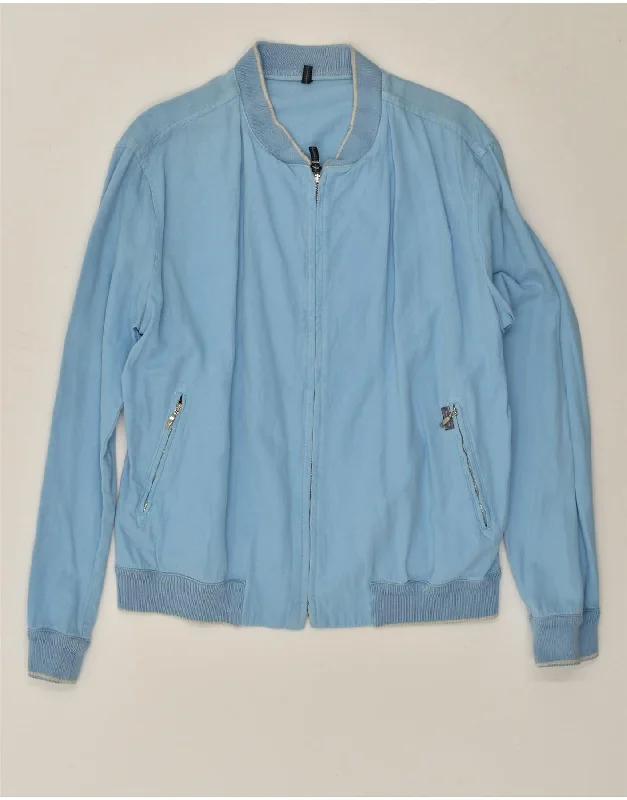 men's sports jackets -MABRUN Mens Bomber Jacket IT 54 2XL Blue Cotton