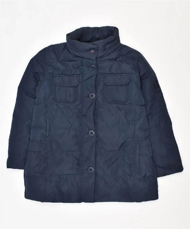 men's coat jackets -MASSIMO DUTTI Girls Padded Jacket 7-8 Years Blue Polyester