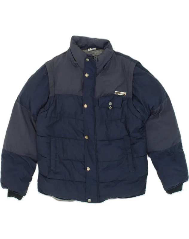 men's zip-up bomber jackets -MAUI AND SONS Boys Padded Jacket 11-12 Years XL Navy Blue Colourblock