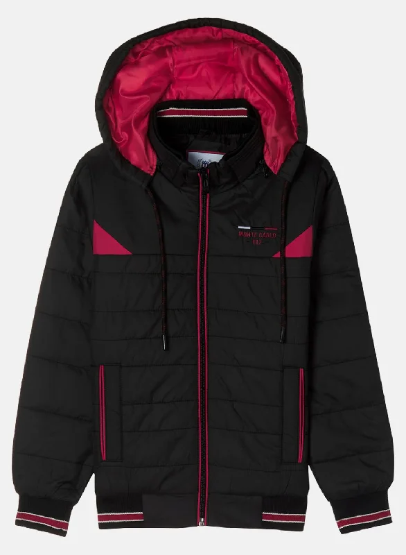 men's insulated jackets -Boys Black Solid Jacket