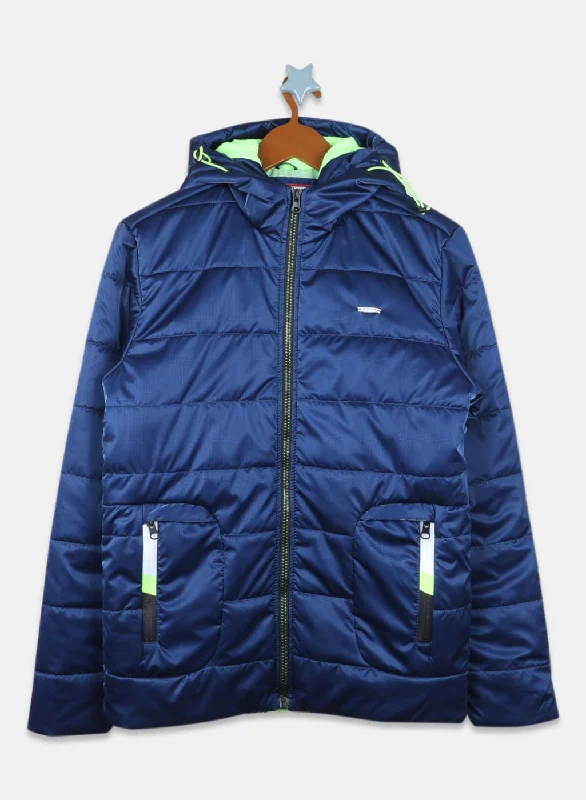 men's outdoor jackets -Boys Blue Printed Jacket