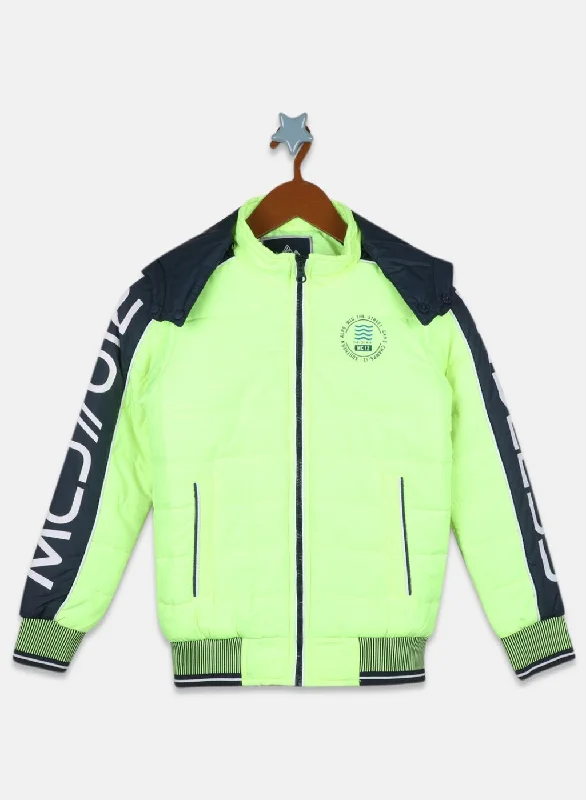 men's denim jackets -Boys Green Solid Jacket