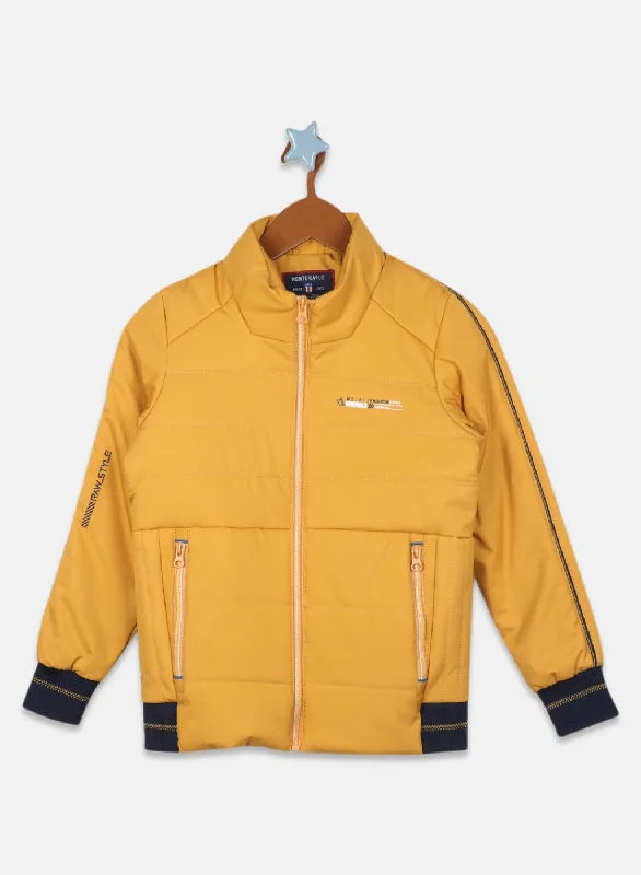 men's rain jackets -Boys Mustard Solid Jacket