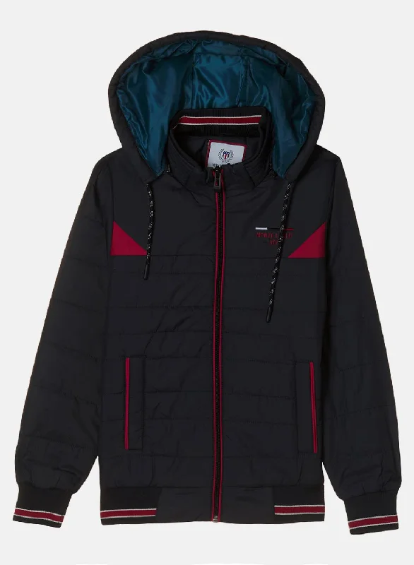 men's stylish jackets -Boys NAvy Blue Solid Jacket