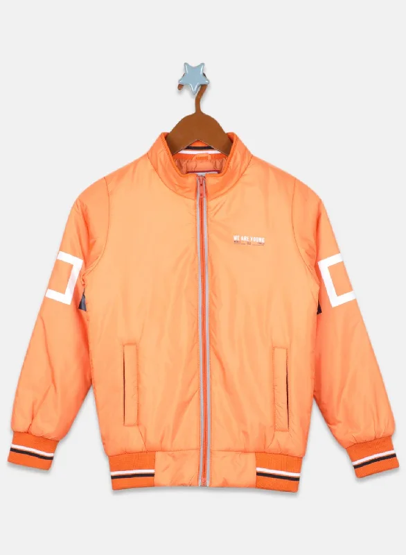 men's coat jackets -Boys Orange Solid Jacket