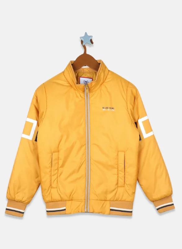 men's smart jackets -Boys Yellow Solid Jacket