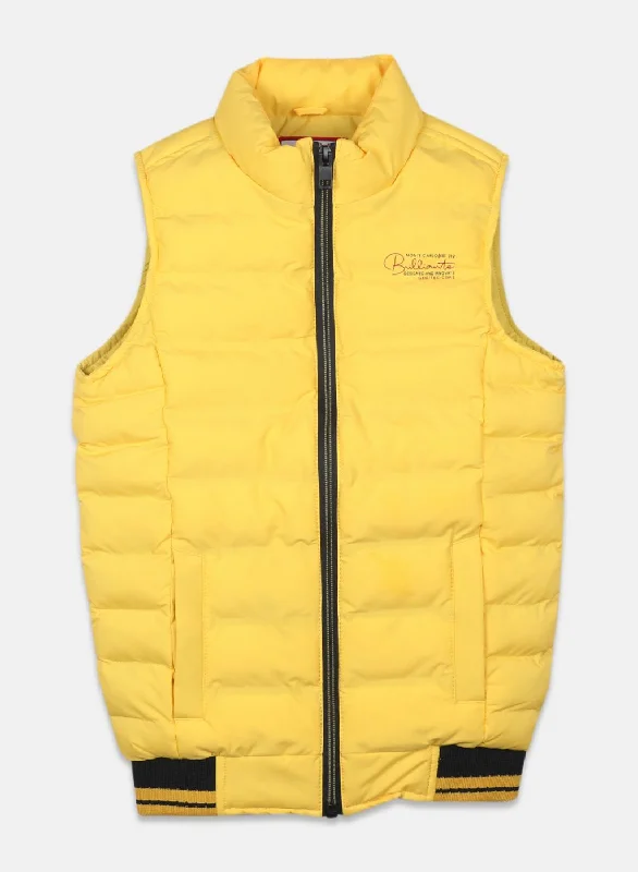 men's ski jackets -Boys Yellow Solid Jacket