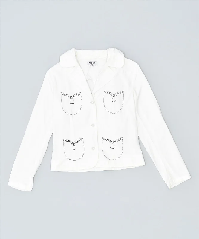 men's insulated jackets for cold weather -MOSCHINO Girls 3 Button Blazer Jacket Size 38 Medium White Cotton