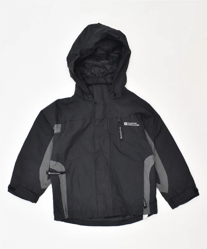 men's coat jackets -MOUNTAIN WAREHOUSE Boys Hooded Windbreaker Jacket 2-3 Years Black Nylon