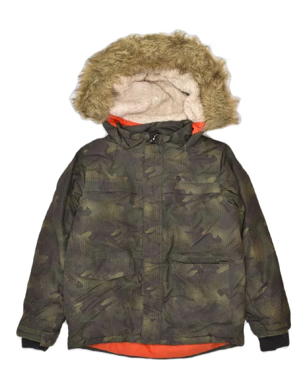 men's premium jackets -MOUNTAIN WAREHOUSE Boys Hooded Windbreaker Jacket 7-8 Years Khaki