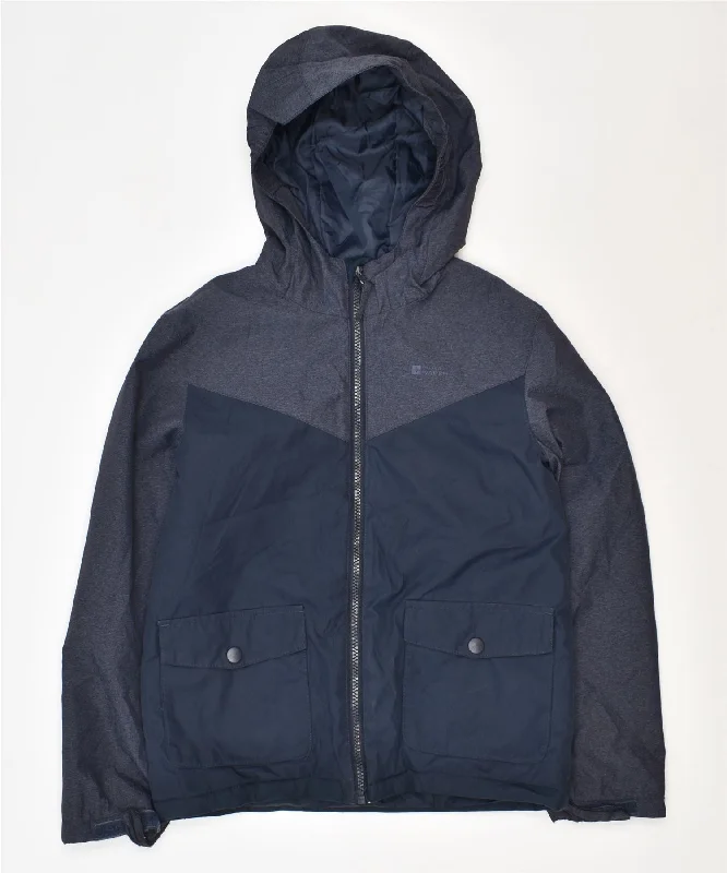 men's warm puffer jackets -MOUNTAIN WAREHOUSE Boys Hooded Windbreaker Jacket 9-10 Years Navy Blue