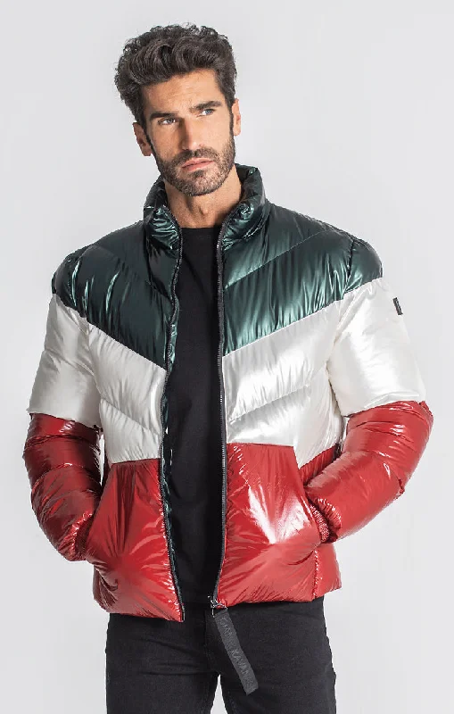 men's stylish jackets -Multicolor Division Puffer Jacket