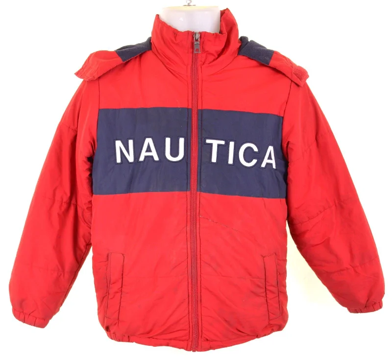 men's puffer jackets -NAUTICA Boys Padded Jacket 10-11 Years Medium Red Polyester