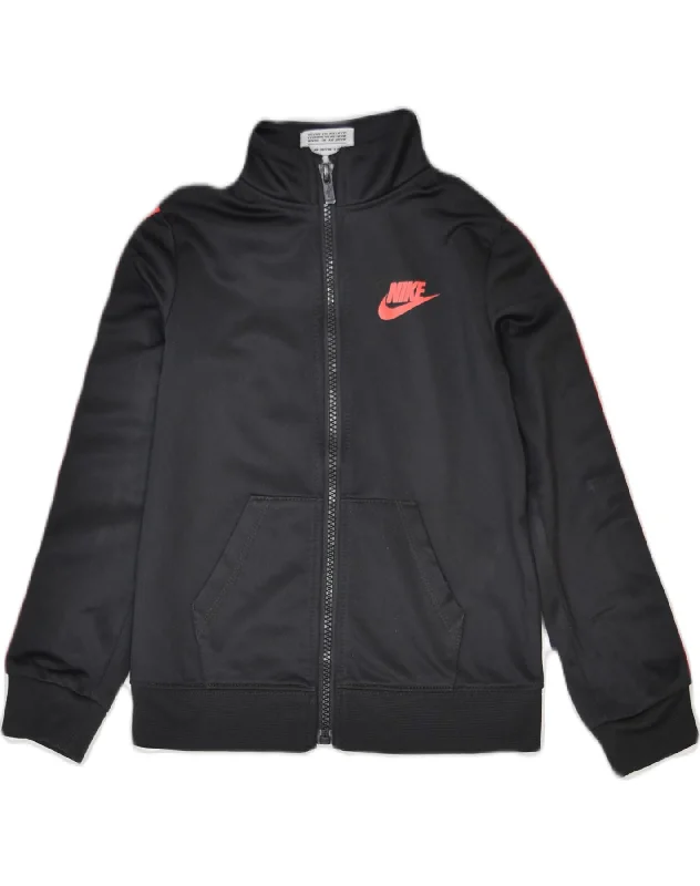 men's cargo jackets -NIKE Boys Graphic Tracksuit Top Jacket 3-4 Years Black Polyester