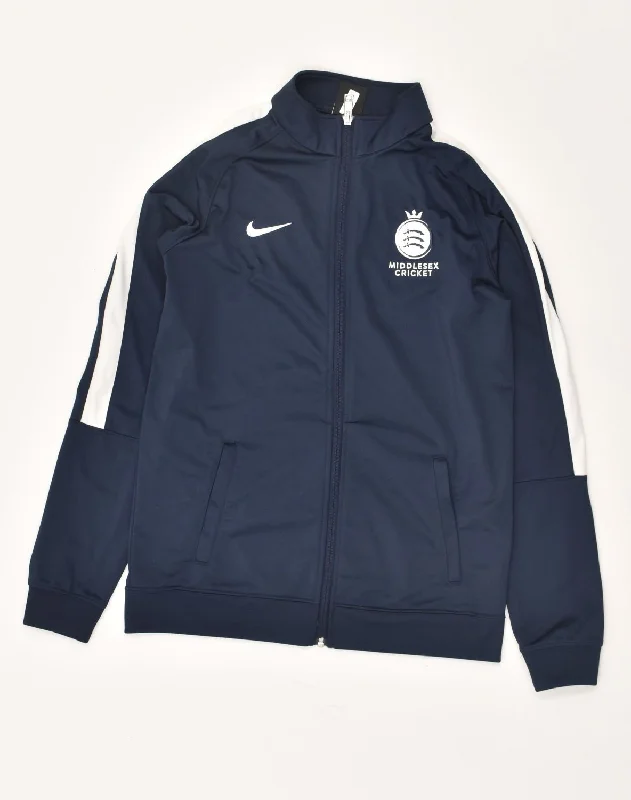 men's casual zip-up jackets -NIKE Boys Tracksuit Top Jacket 13-14 Years XL Navy Blue Polyester