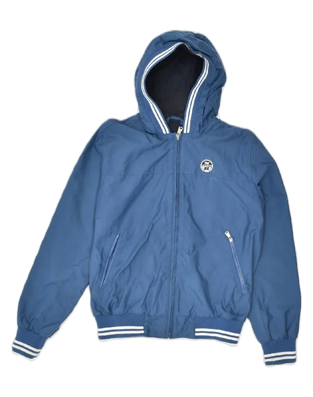 men's performance jackets for running -NORTH SAILS Boys Hooded Bomber Jacket 11-12 Years Navy Blue Nylon