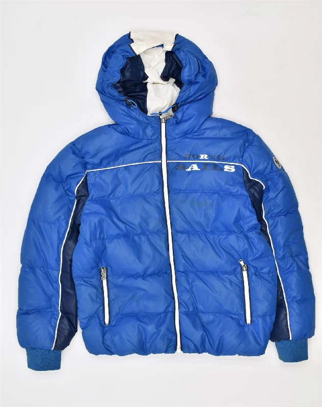 men's ski jackets -NORTH SAILS Boys Hooded Padded Jacket 11-12 Years Blue Colourblock