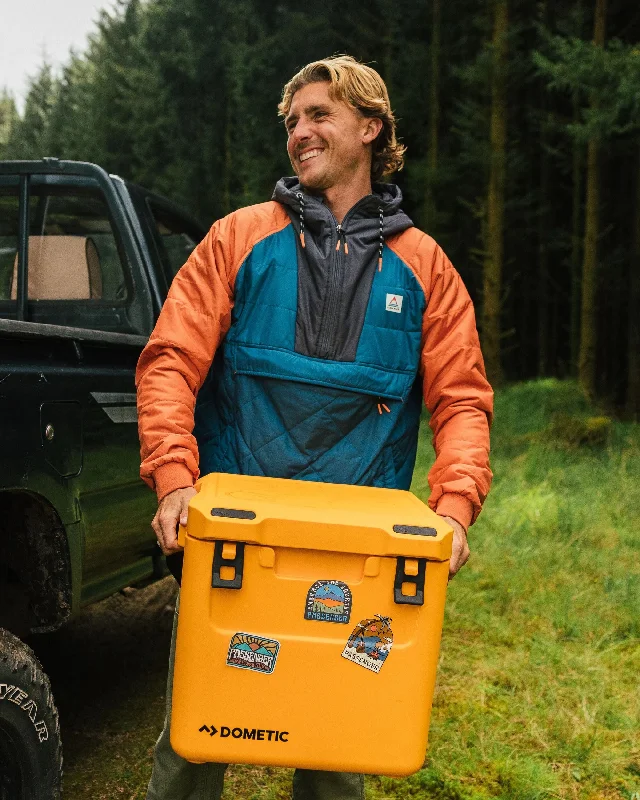 men's stylish bomber jackets -Oceanic Recycled Insulated 1/2 Zip Jacket - Tidal Blue/Burnt Orange