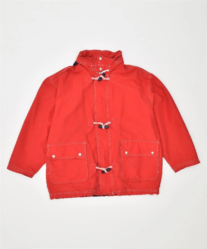 men's tailored jackets -PAPERMOON Boys Oversized Duffle Jacket 11-12 Years Red Cotton Vintage