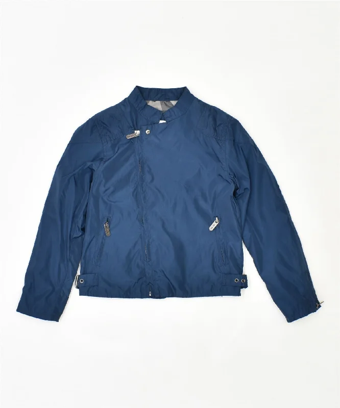 men's high-performance jackets -PIAZA ITALIA Boys Bomber Jacket 5-6 Years Navy Blue Polyester Vintage