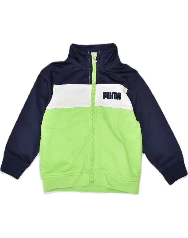 men's puffer jackets -PUMA Baby Boys Tracksuit Top Jacket 12-18 Months Green Colourblock