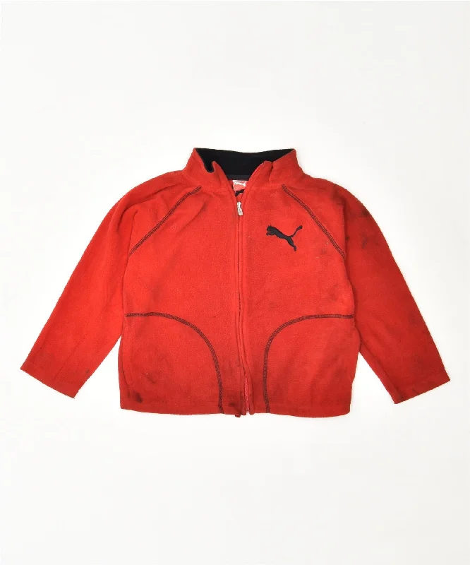 men's athletic fit jackets -PUMA Boys Fleece Jacket 5-6 Years Red Polyester