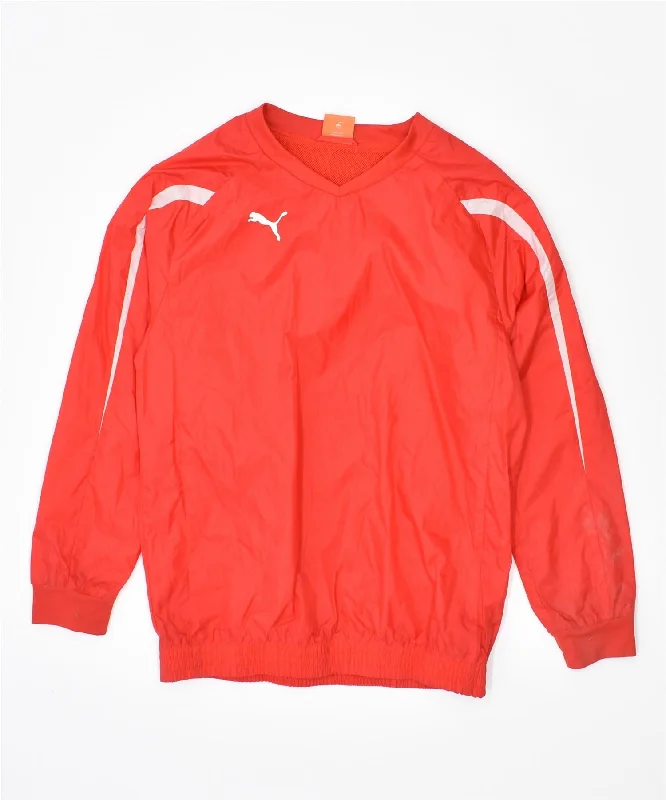 men's button-up jackets -PUMA Boys Pullover Tracksuit Top Jacket 11-12 Years Red Polyester