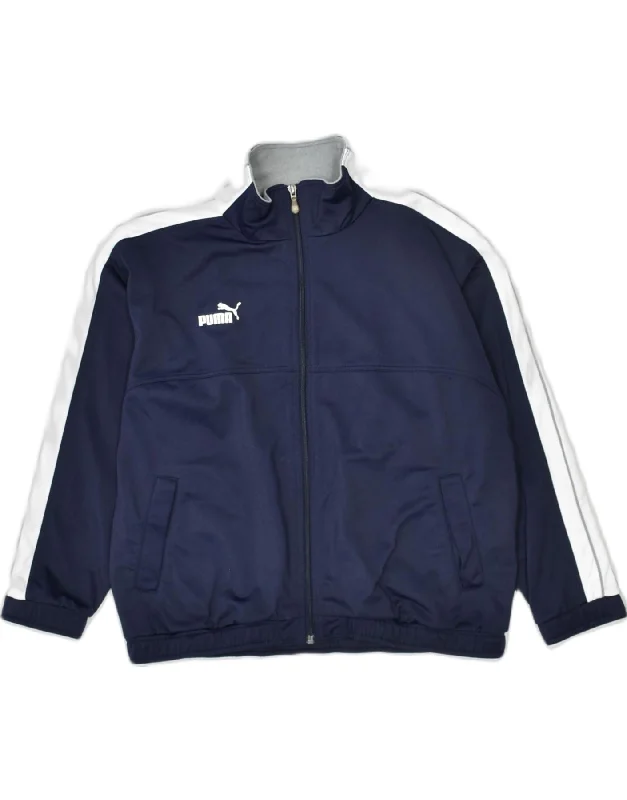 men's athletic fit jackets -PUMA Boys Tracksuit Top Jacket 11-12 Years Navy Blue Polyester