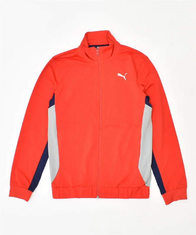 men's light jacket for spring -PUMA Boys Tracksuit Top Jacket 13-14 Years Red Polyester