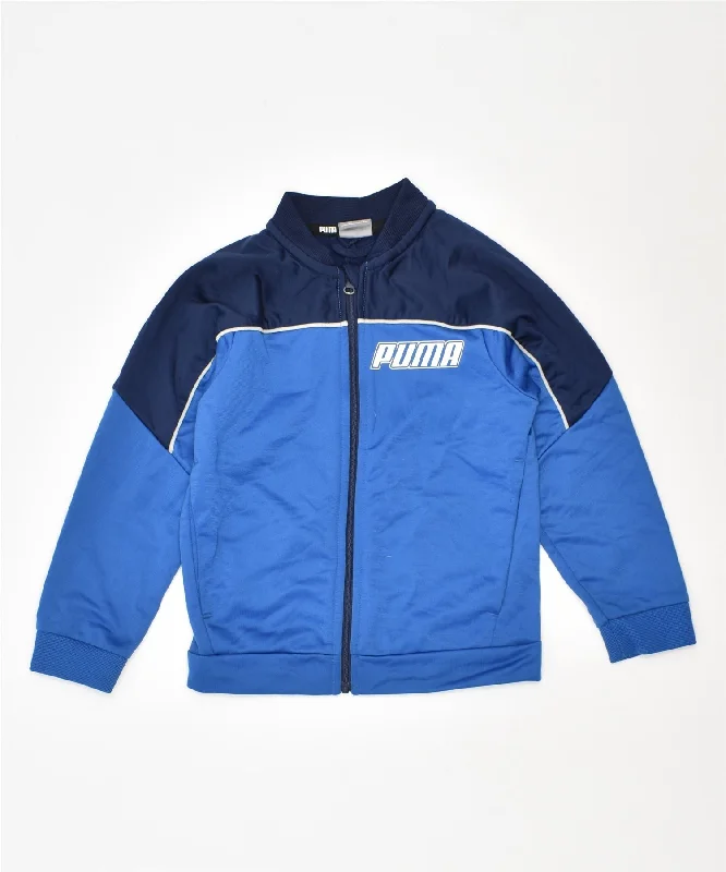 men's jacket for fall weather -PUMA Boys Tracksuit Top Jacket 2-3 Years Blue Polyester